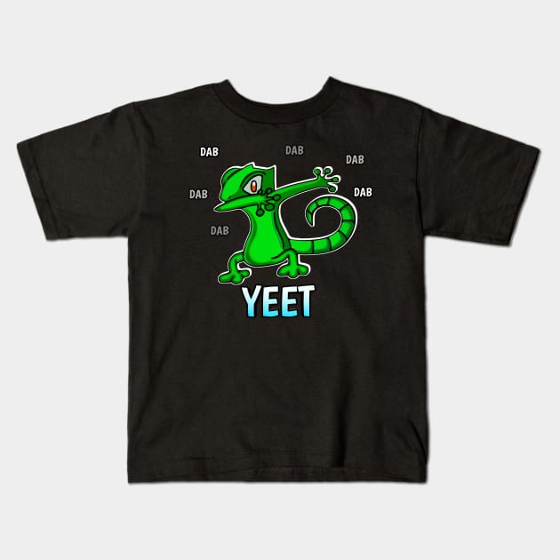 Yeet Dab - Dabbing Trendy Dance Emote Meme - Autumn Fall Kids Teens  - Gecko Lizard Kids T-Shirt by MaystarUniverse